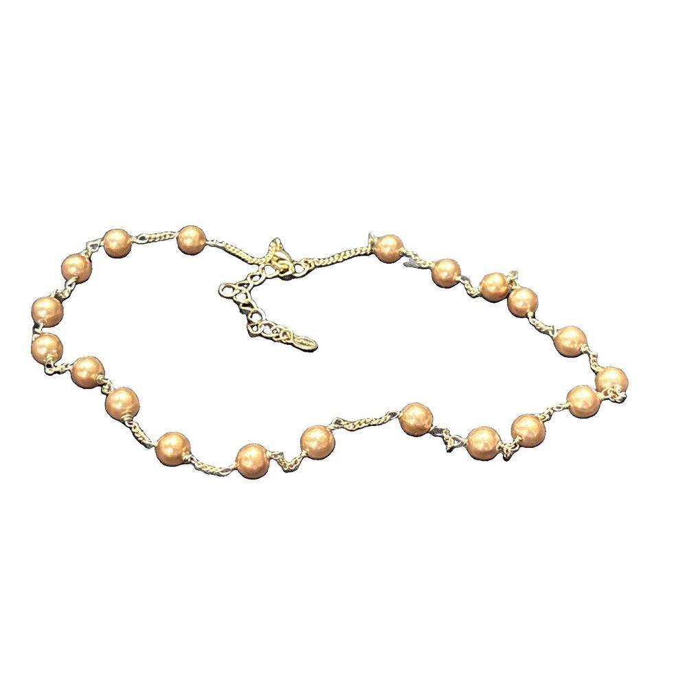 Vintage Monet Faux Pearl Station Choker Necklace Gold Tone Delicate Choker